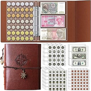 Ettonsun Coin Collection Book 386 Coin Pockets & 12 Currency Sleeves, Coin Collecting Album Holder for Collectors Money Collection Book Coin Display Storage Case Organizer for Coin Collection Supplies