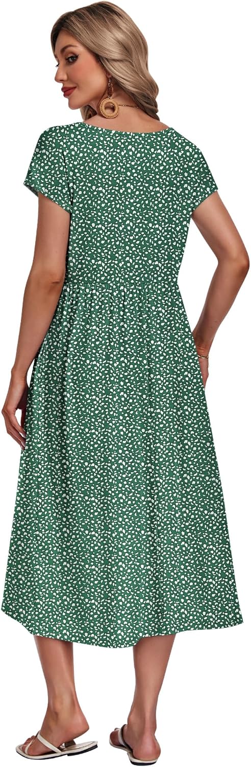 AUSELILY Women's Summer Short Sleeve Midi Dresses Round Neck Loose Dress with Pockets 2026 New - Image 4