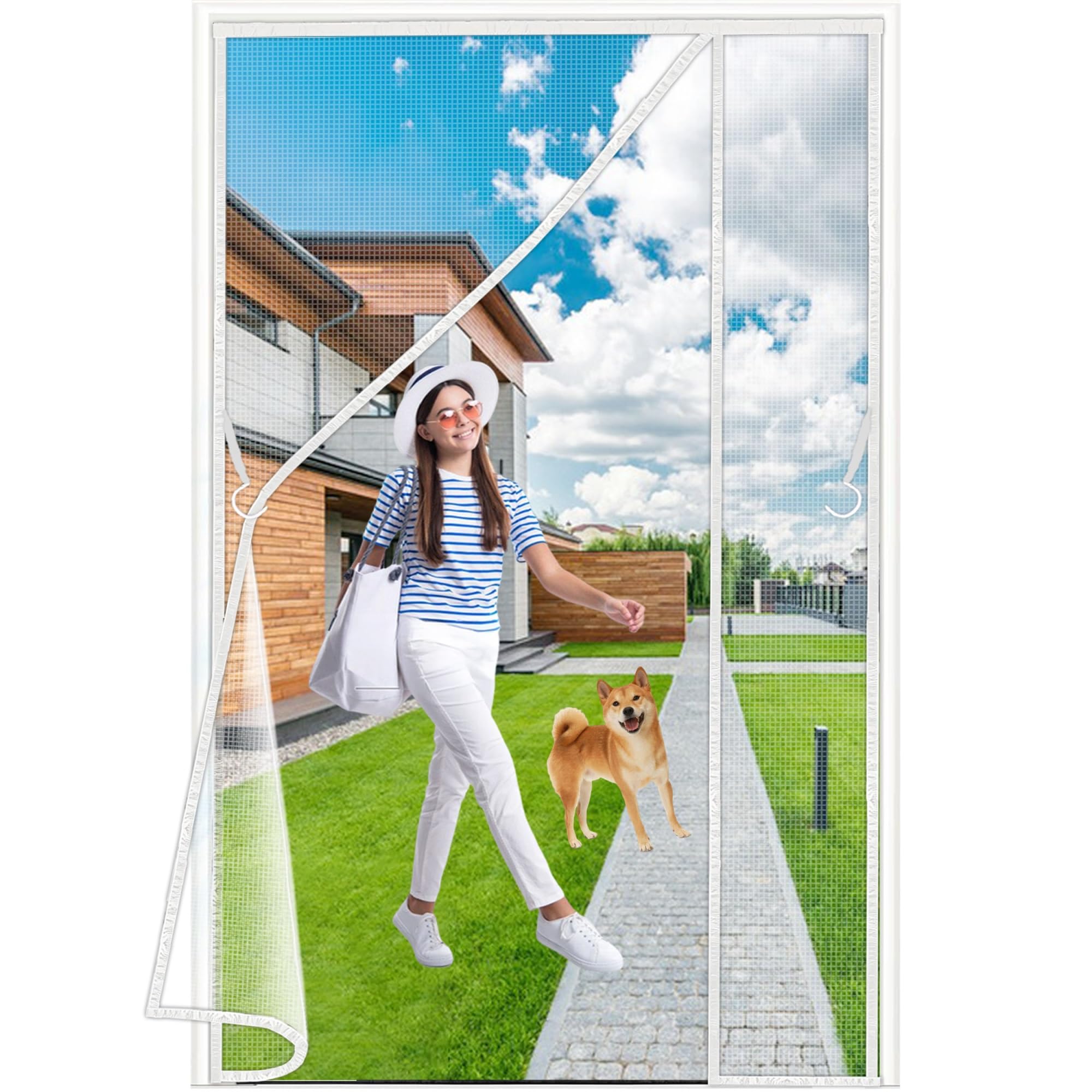 Moustiquaire porte magnétique 80x200 cm blanche à ouverture latérale