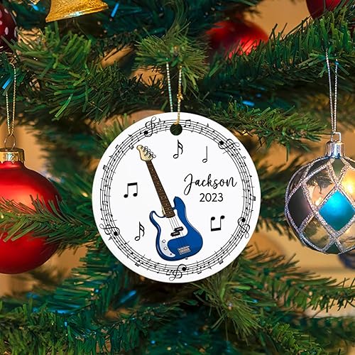 Miniatura 3 de Adornos de Navidad personalizados para bajo y guitarra, regalo de Navidad para amantes de la música, adorno de instrumento musical para árbol de