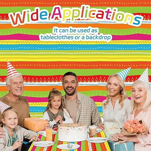 Miniatura 7 de party greeting Decoración de fiesta mexicana de 1181 x 54 pulgadas, mantel de plástico a rayas mexicanas para fiesta mexicana, suministros de fiesta