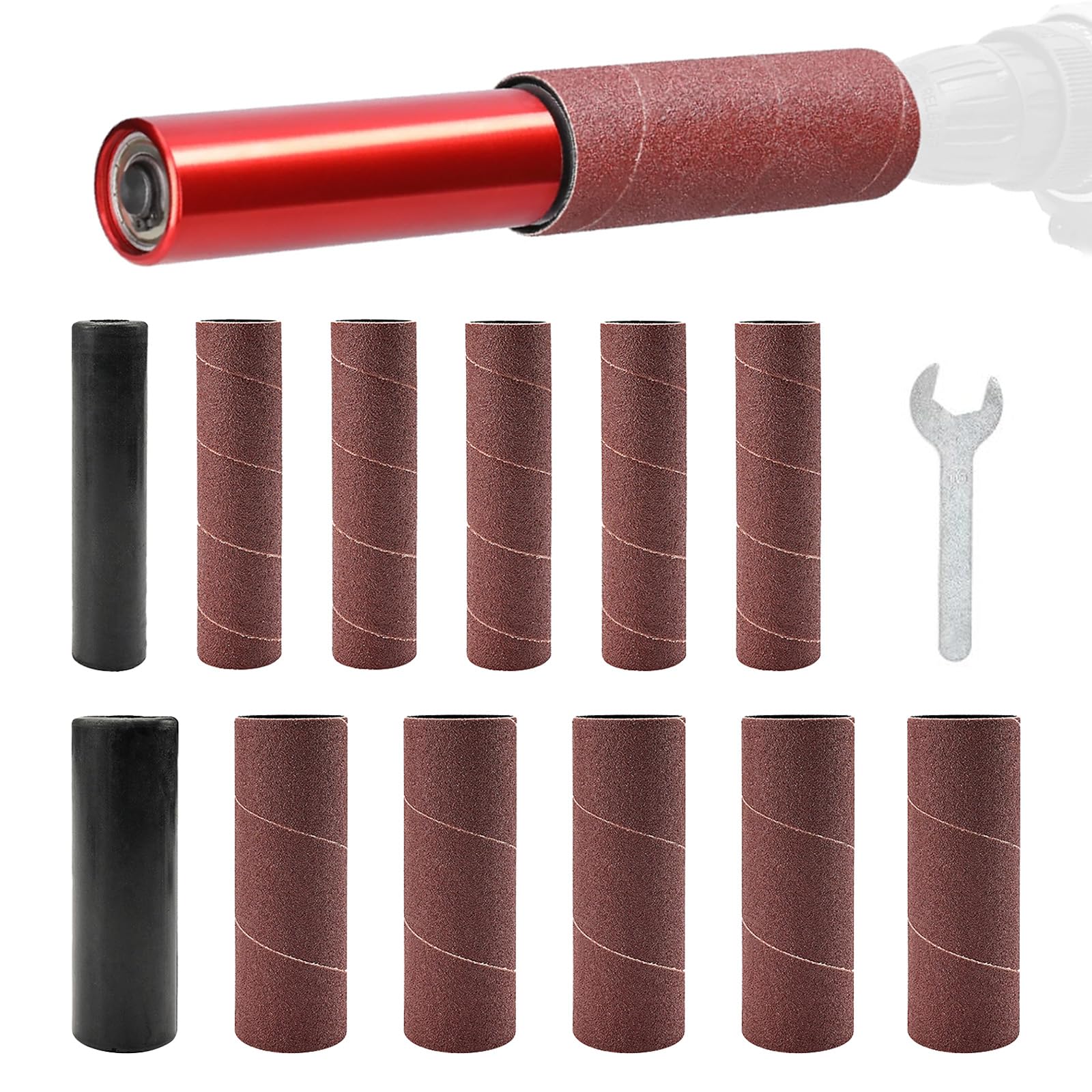 Kit 50 Fasce Abrasive Grana 40 + 5 Mandrini Per Levigatura A Tamburo - 1/2 Pollice
