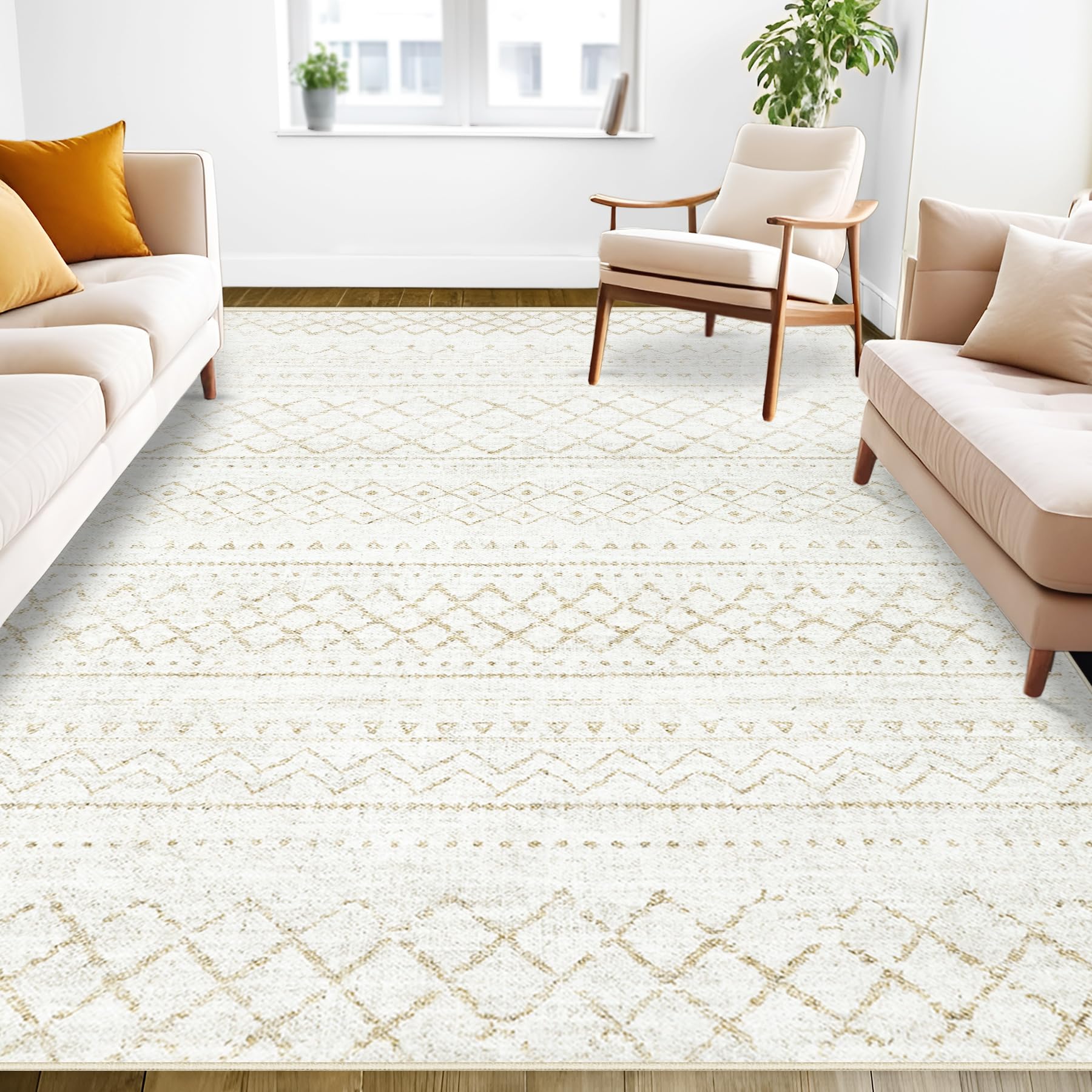 Area Rug Living Room Rugs 5x7 - Large Soft Boho Geometric Rugs, Non-Slip Foldable Washable Area Rug Non Shedding Morden Indoor Floor Carpet for Living