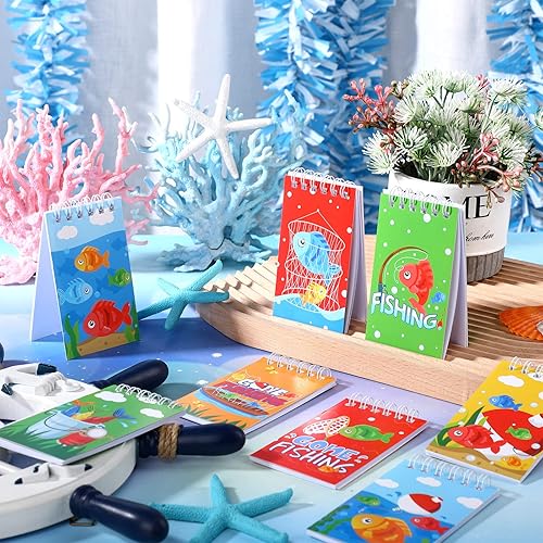 Miniatura 4 de Faccito 24 piezas de suministros de fiesta de pesca, mini cuadernos de fiesta de pesca, cuadernos de bolsillo para niños que se van a pescar,