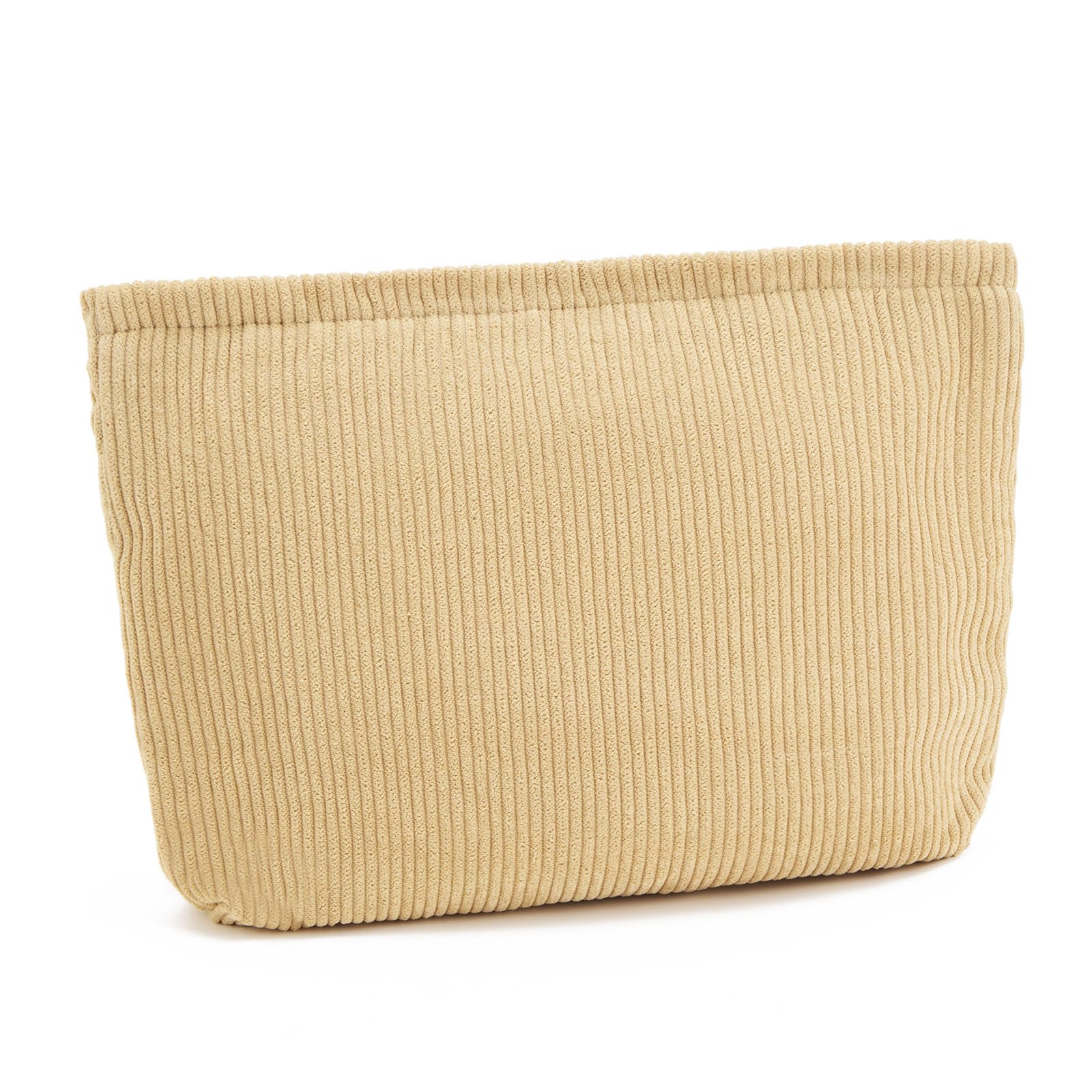 WOZEAH Make-up-Tasche für Geldbörse, kleine Kosmetiktasche, stilvolle Make-up-Tasche mit Reißverschluss, Reise-Kulturbeutel aus Segeltuch, Cord, Aprikose