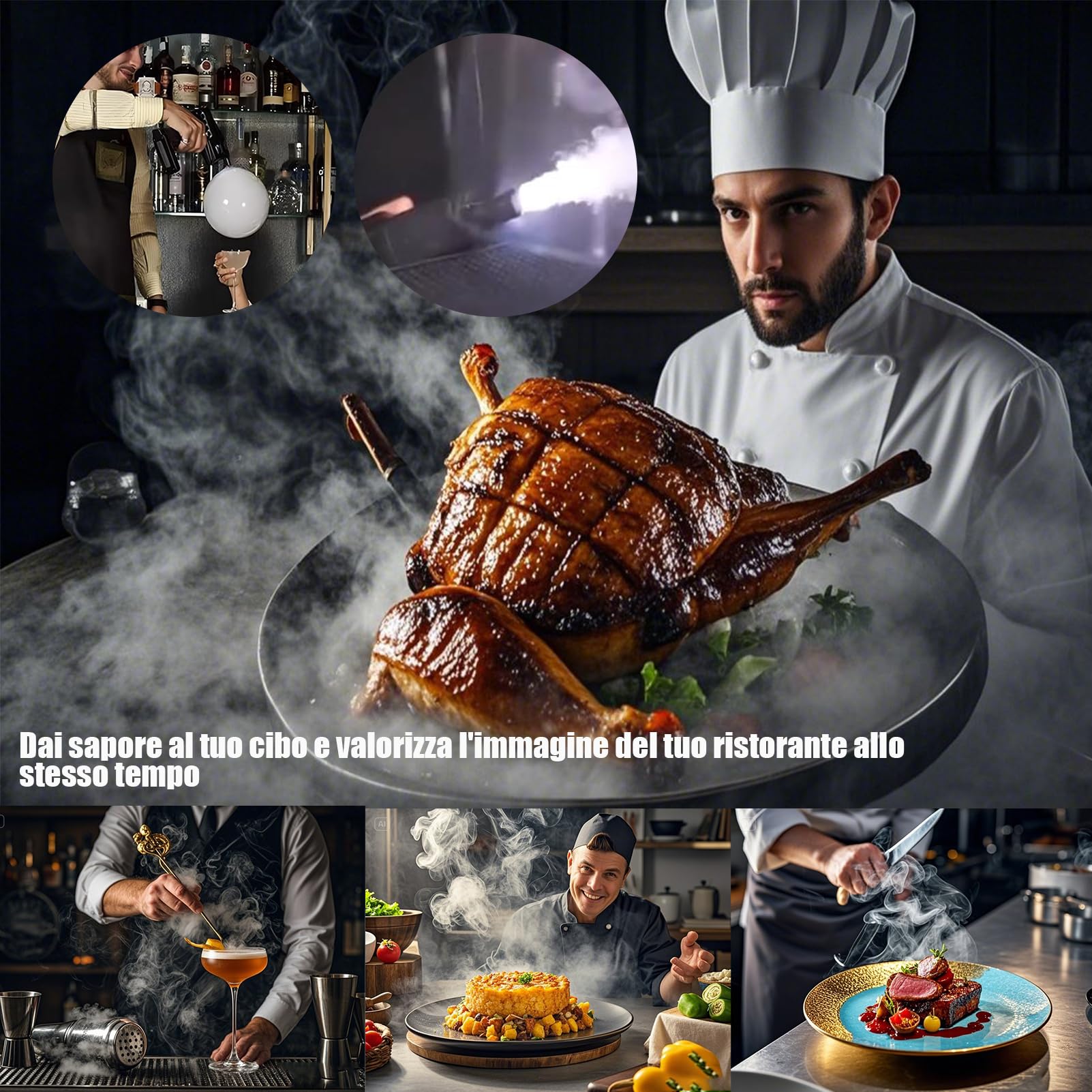 Affumicatore cocktail Fumatore Elettrico Multiuso per Alimenti e Cocktail | Nebulizzatore a Fumo Freddo con Ricarica USB, Effetto Visivo Creativo per Bar e Cucina Gourmet