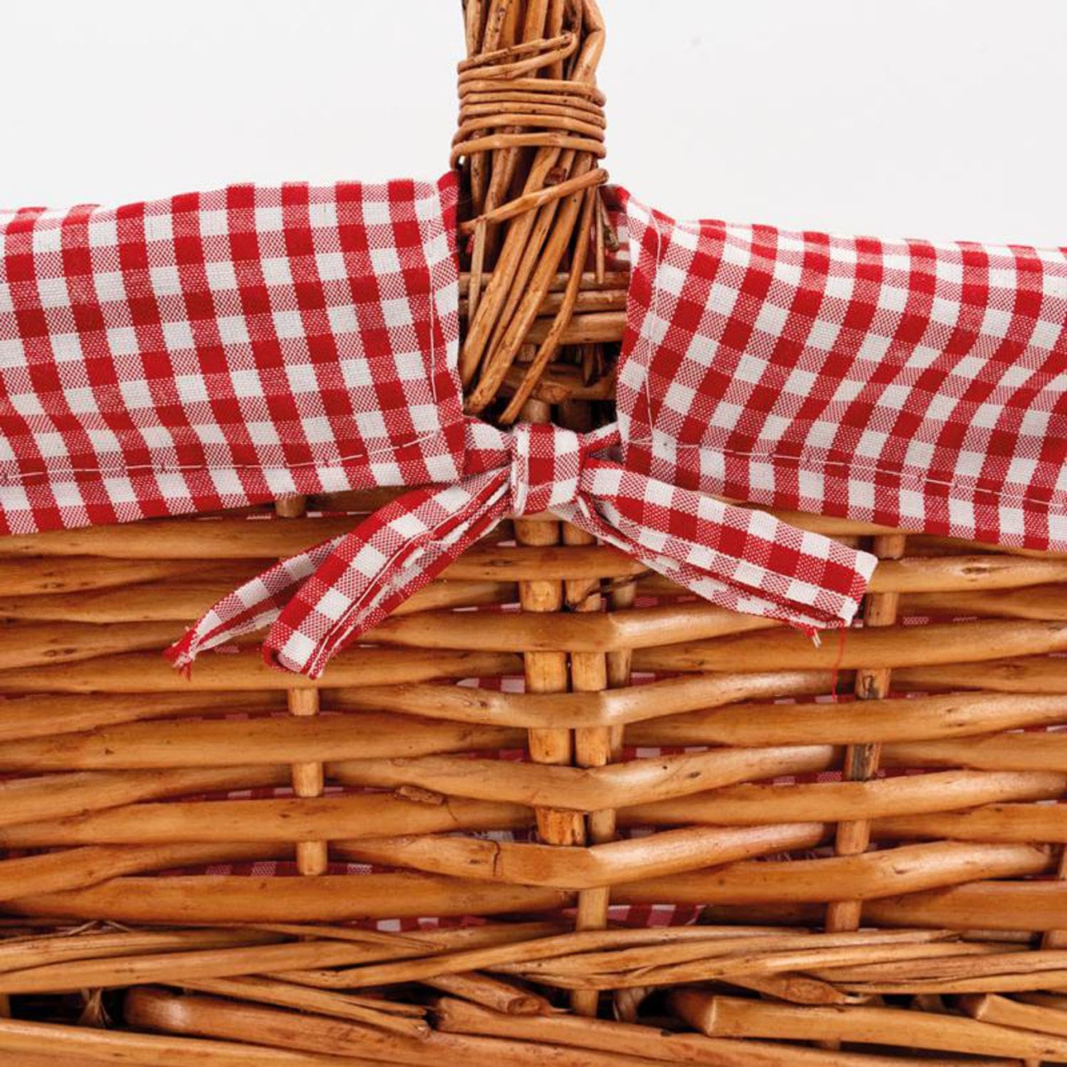 AUBRY GASPARD - Panier en Osier Fendu Teinté 32X23X13-25 cm avec Doublure Vichy 100% Coton - Idéal pour Le Rangement Dans Toutes Les Pièces De La Maison - Couleur Moderne - Taille Compacte