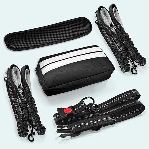 Miniatura 8 de Correa de perro manos libres para 2 perros con bloqueo de seguridad y cinturón extra grueso, correa de cintura para pasear al perro, correa de