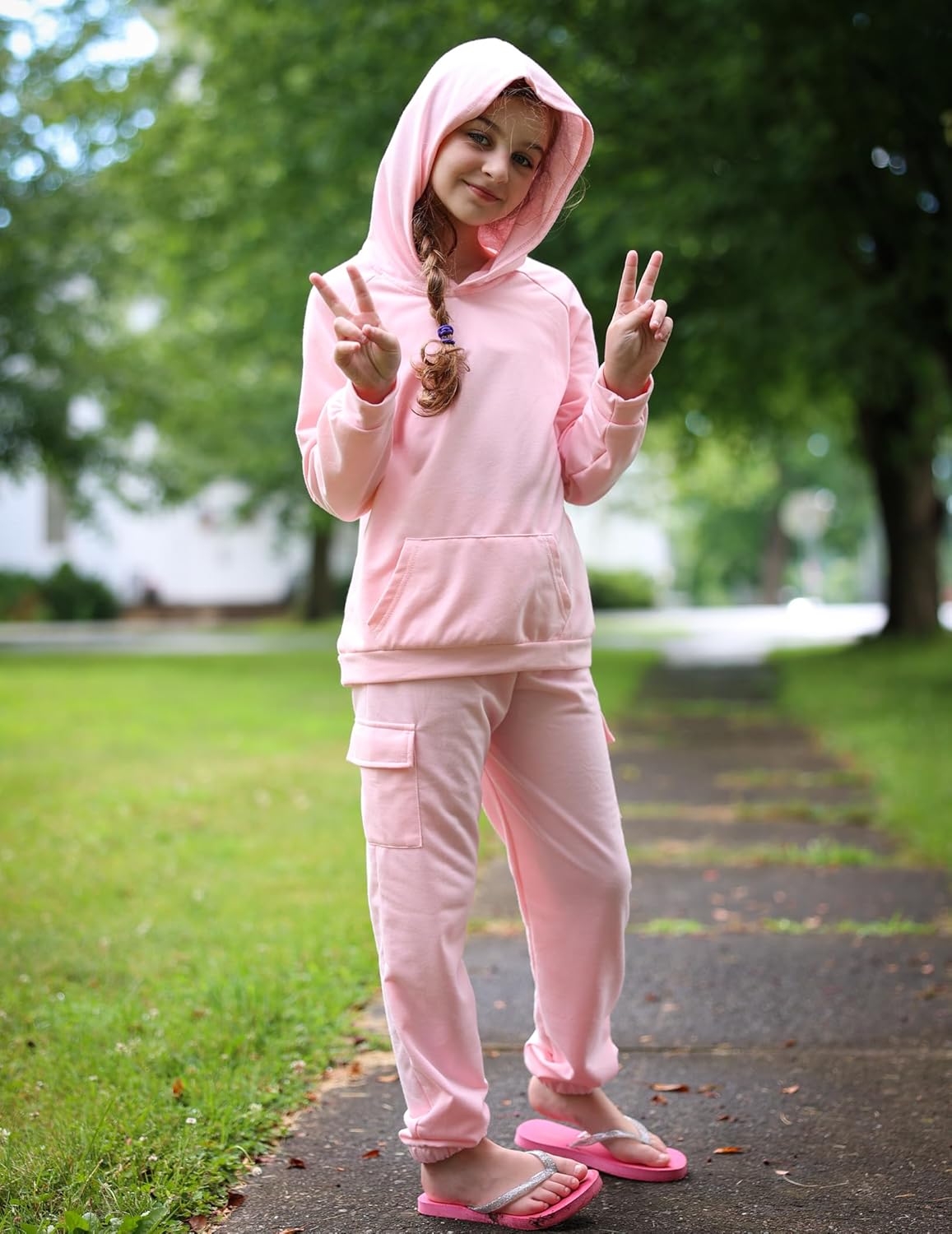 Arshiner 2 Pieces Girls Outfits Tie Dye Sweatsuits Pant Set Long Sleeve Athletic Sweatshirts and Sweatpants with Pockets - Image 8