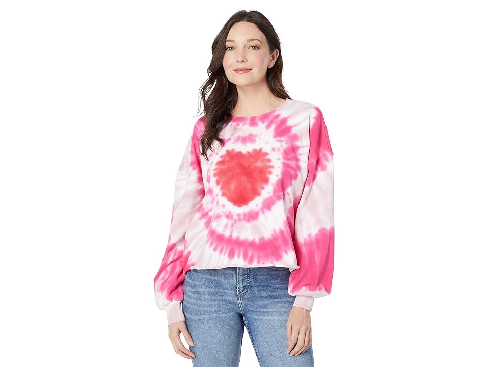 Wildfox Heartfelt Emotion Tie-Dye Sweatshirt (Heartfelt Emotion Wash) Women's Clothing INTERNATIONAL SHIPPING