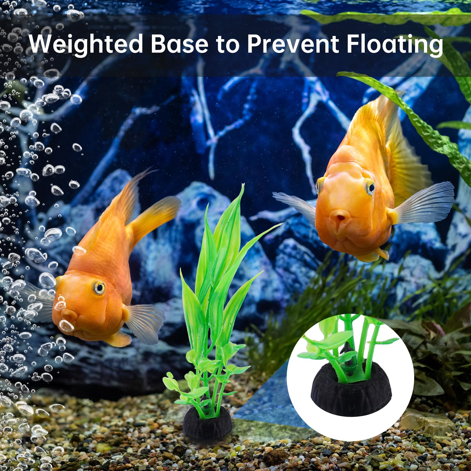 NiHome 9PCS Realistic Aquarium Artificial Plant Decoration Set, Weighted Base Driftwood, Rock Mountain & Aquatic Plants, Non-Fading Aquascape Greenery Ornaments for Freshwater or Saltwater Fish Tanks - image 4