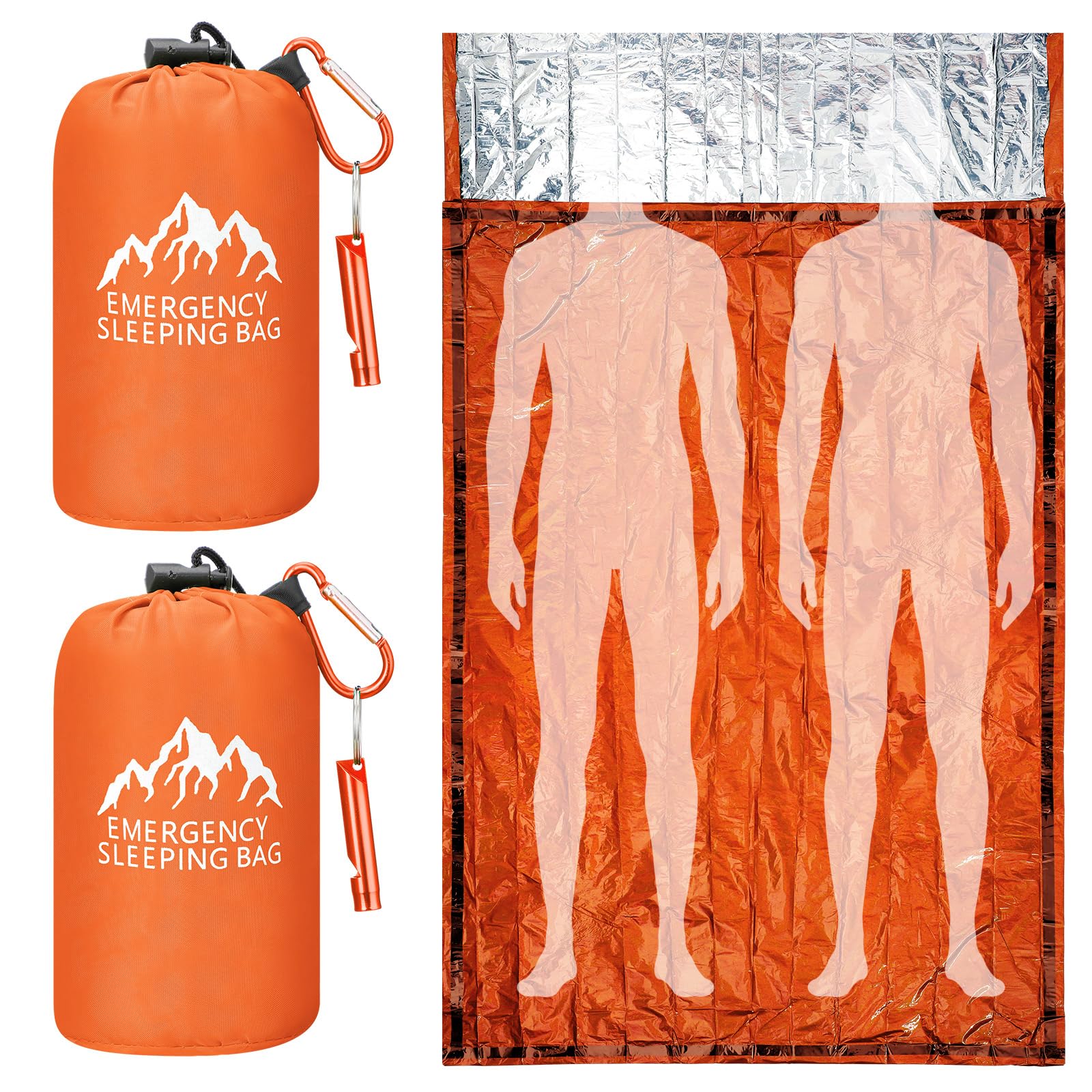Oudain 2 Pcs XL Emergency Sleeping Bag 94.5" x 49.2" Bivy Bag