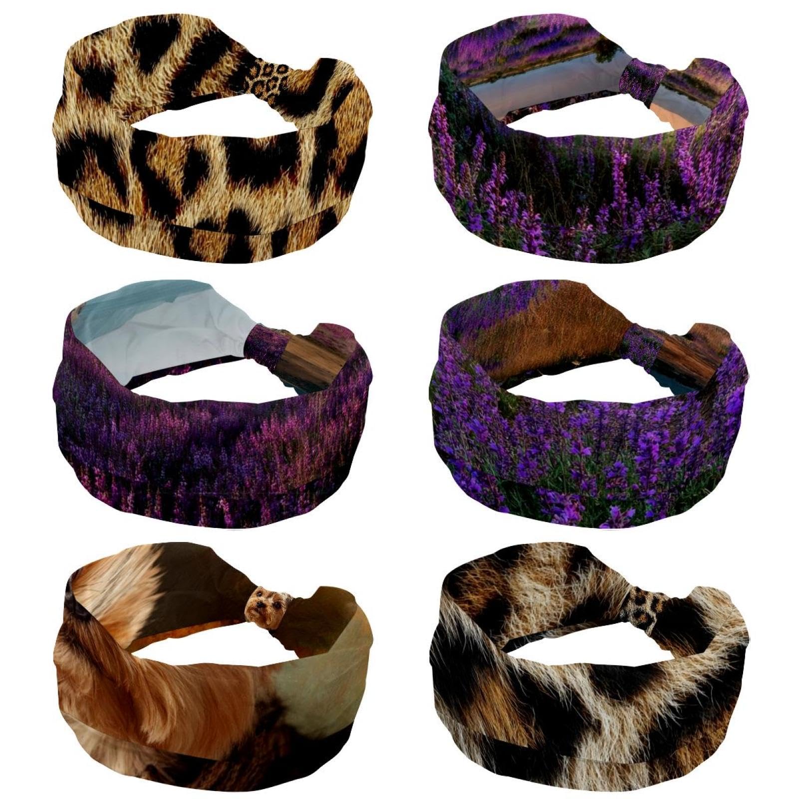 Lot de 6 bandeaux élastiques pour femme - Sauge sauvage - Pour yoga et entraînement - Antidérapants - Doux - Accessoire pour cheveux simple et polyvalent