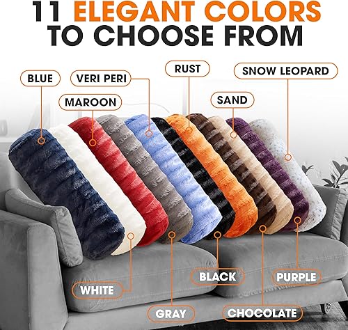 Vista 8 de Cheer Collection Almohadas cilíndricas de piel sintética Almohadas cilíndricas decorativas suaves para cama o sofá, lavables a máquina, 8 x 24