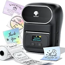 Máquina de etiquetas Phomemo M110 - Impressora de etiquetas de código de barras M110 portátil Bluetooth com fita para etiquetas de nome, pequenas empresas, endereço, logotipo, etiqueta de preço de