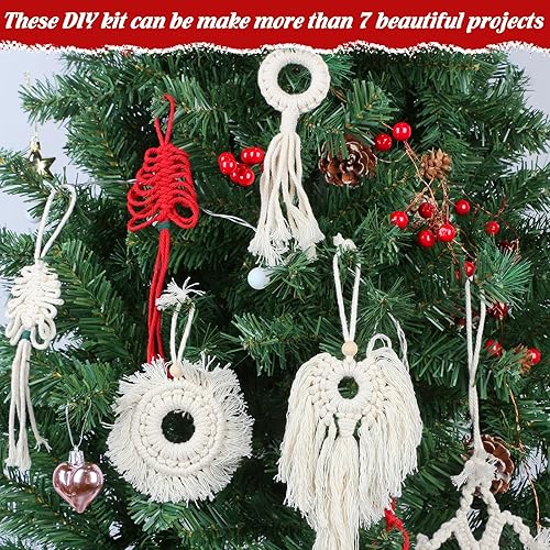 Miniatura 6 de yazi Kit de macramé, kit de árbol de Navidad de macramé, kit de inicio de nudo de macramé para principiantes con tutoriales en video paso a paso,