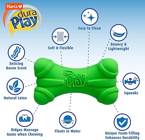Miniatura 2 de Hartz DuraPlay Bone - Juguete chirriante de látex para perro, grande, paquete de 3