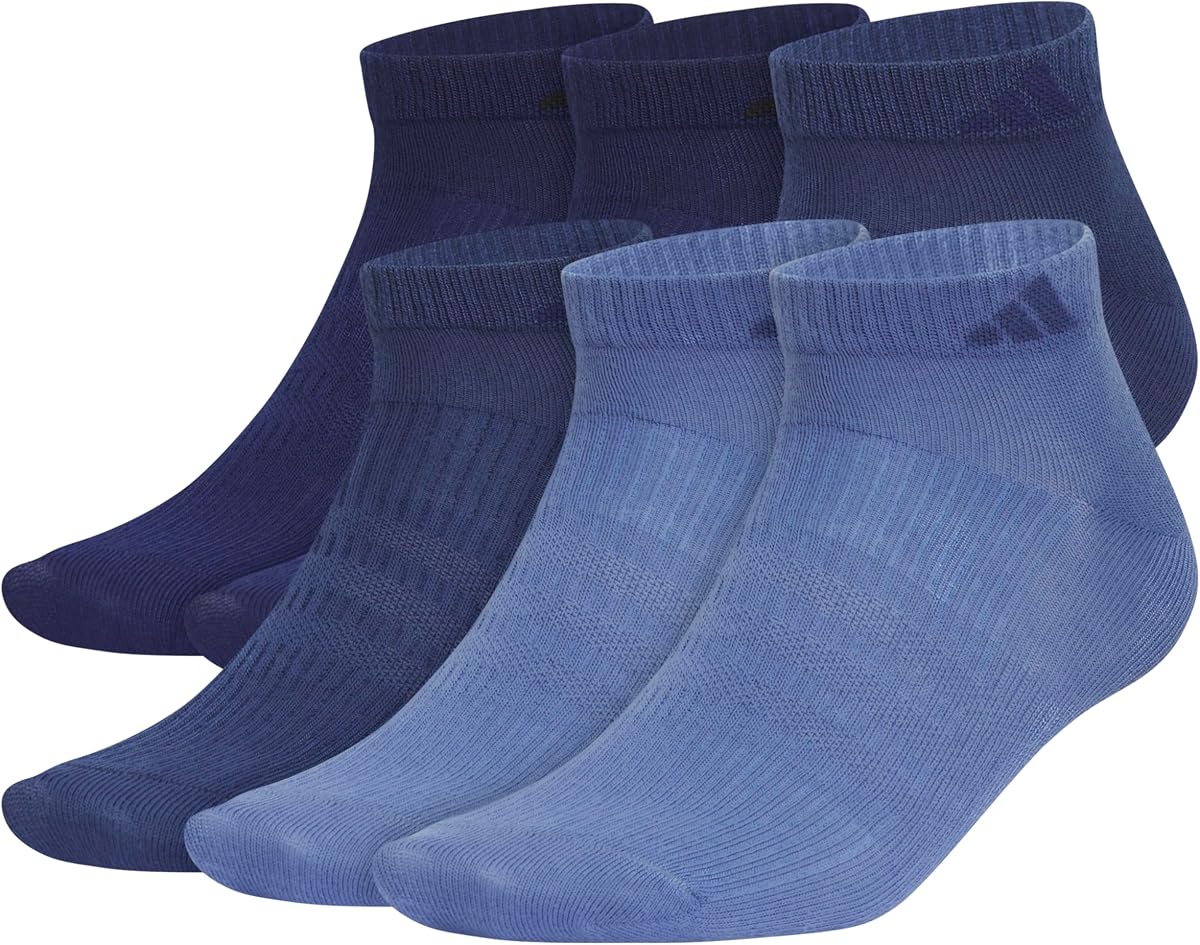 Calcetines tobilleros de corte bajo Superlite de adidas para hombre, 6 pares | Paquete de 6, soporte para el arco, transpirable que absorbe la humedad, construcción liviana, amortiguación específica, comodidad durante todo el día