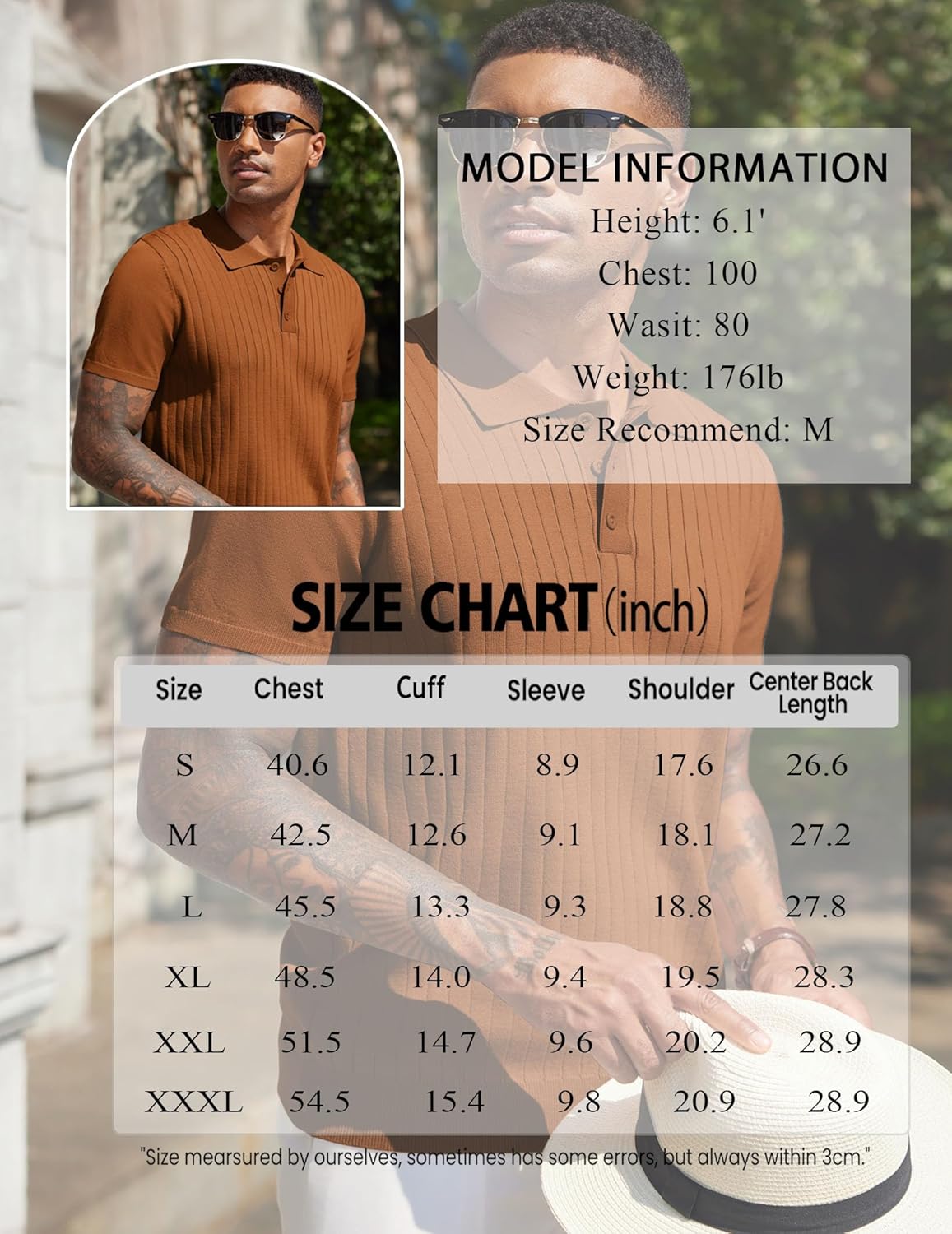 COOFANDY Men's Knit Polo Shirts Short Sleeve Ribbed Knitted Shirt Summer Lightweight Casual Golf Shirts - Image 6