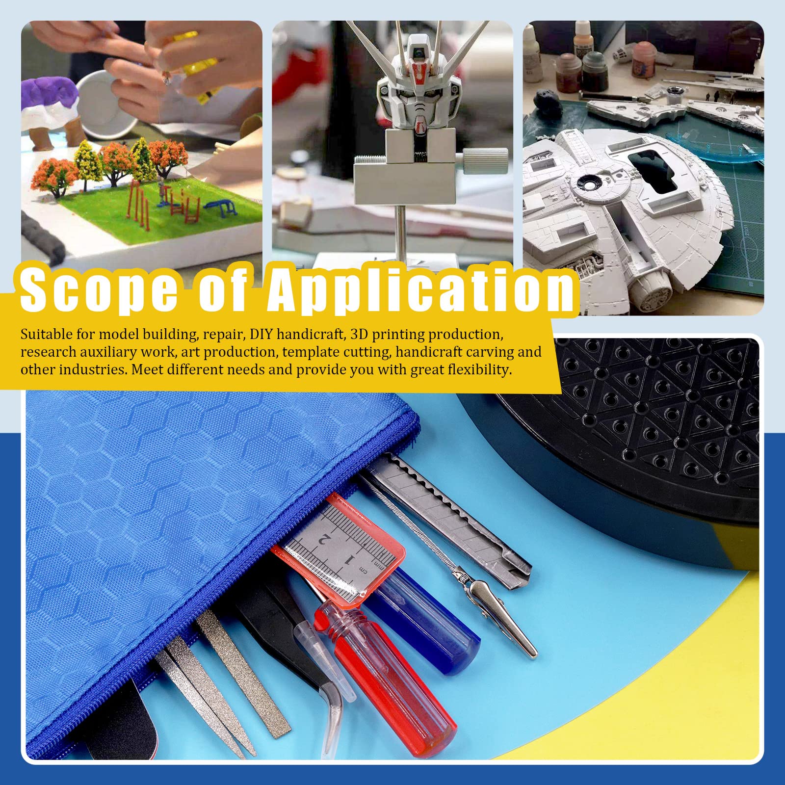 Glarks Gundam Lot de 27 outils de modélisme et rotation à 360 degrés pour modélisme, support de base de peinture, pinces crocodiles pour amateurs de modélisme et projets de bricolage