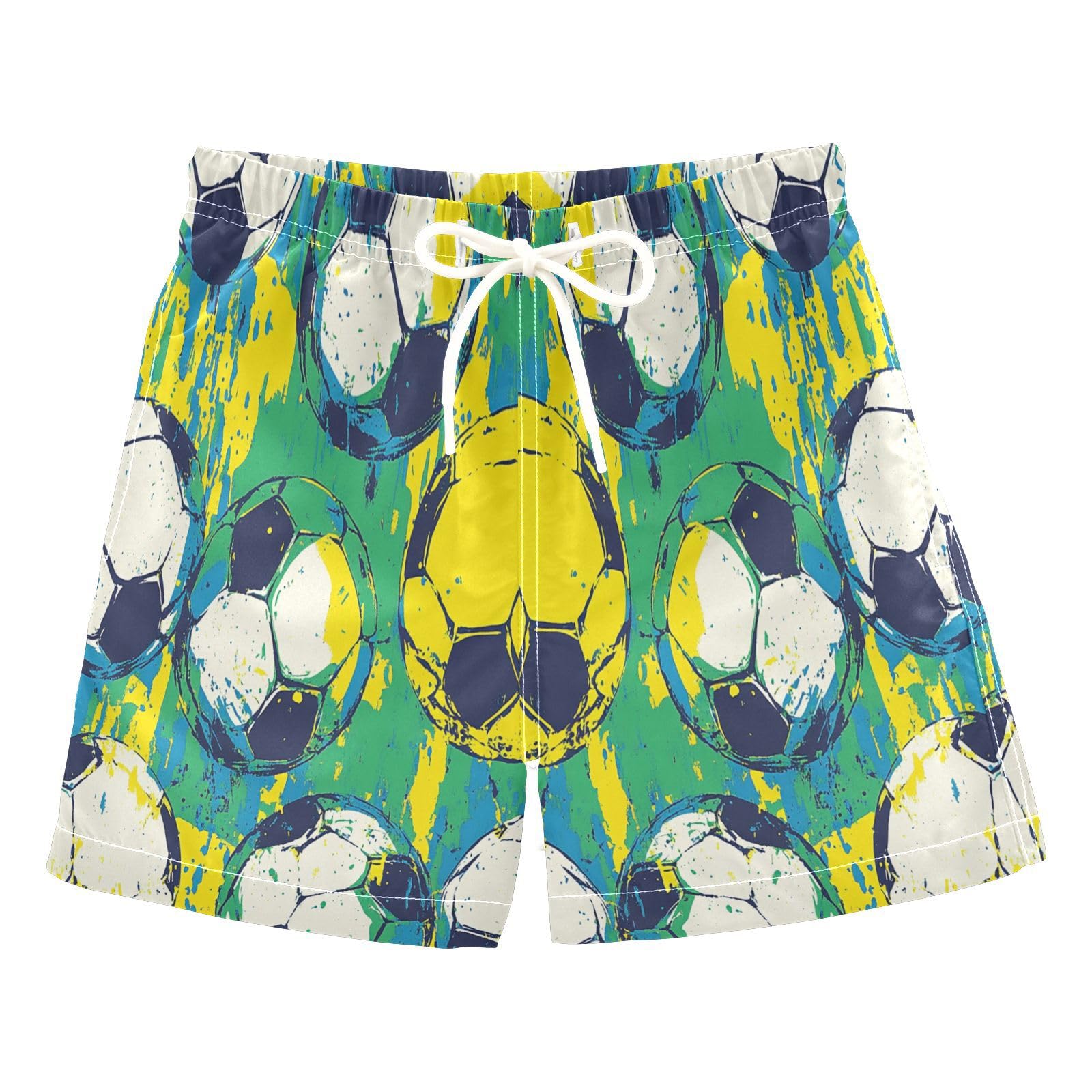 Jucciaco Boys Beach Board Shorts Football Graffiti Grunge Quick Dry Swim Trunk Swimwear for Kids Multicolor