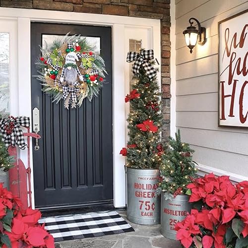 Miniatura 2 de Corona de Navidad rosa para puerta delantera con 30 luces LED, decoración de porche de Navidad de invierno, decoración de magnolia rosa iluminada,