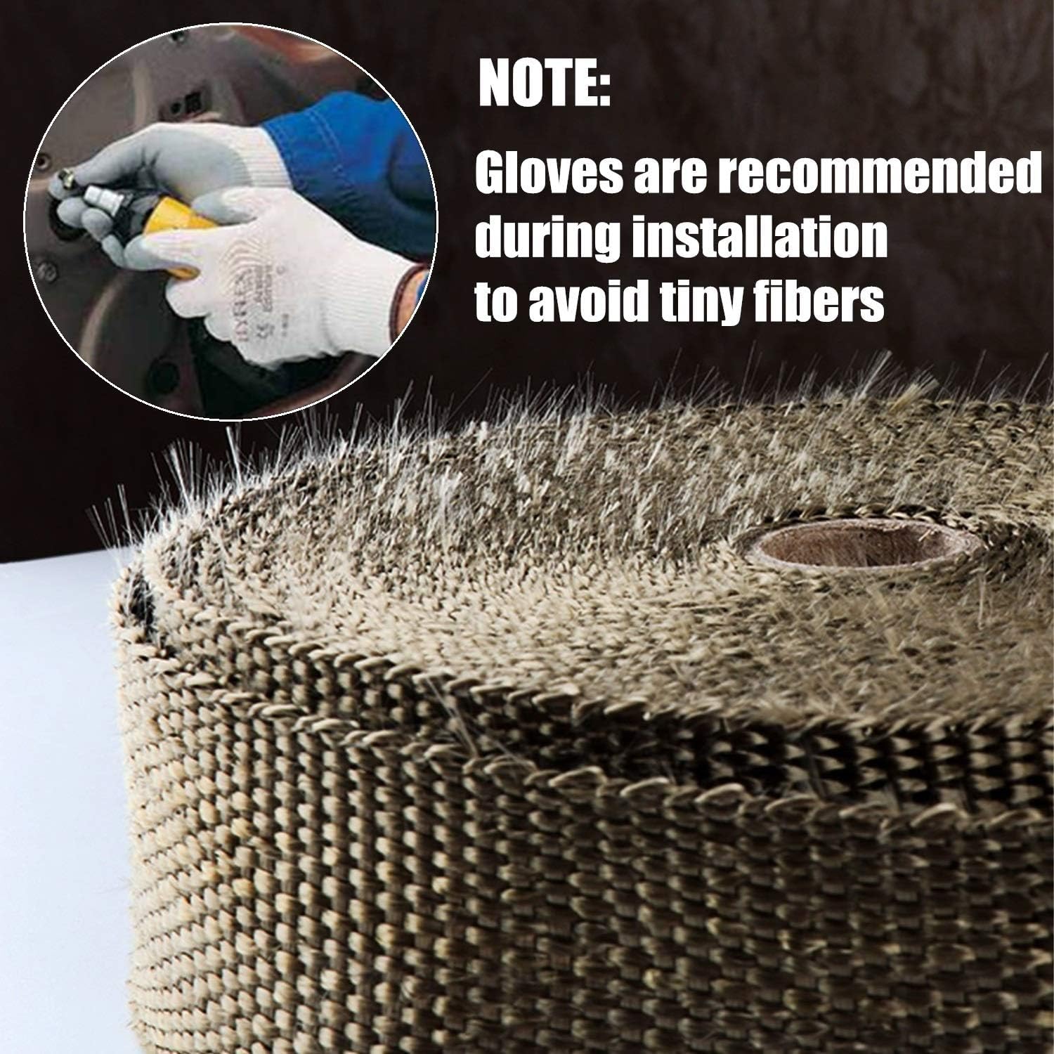 Cinta protectora de calor para tubo de escape, PVUEL 5M de cinta protectora de calor de titanio hecha de fibra de basalto, banda dorada para tubo de escape con 10 bridas de acero inoxidable, para
