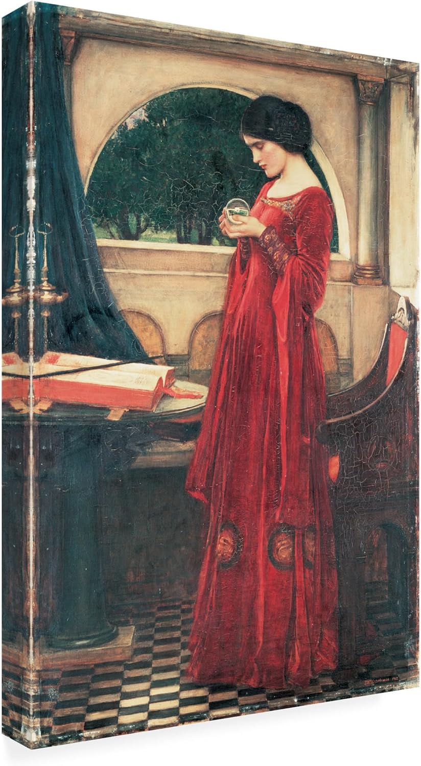 Wrapped Canvas Wall Art - John William Waterhouse 'The Crystal Ball' Wall Art for Living Room, Bedroom, or Office Décor - 16x24