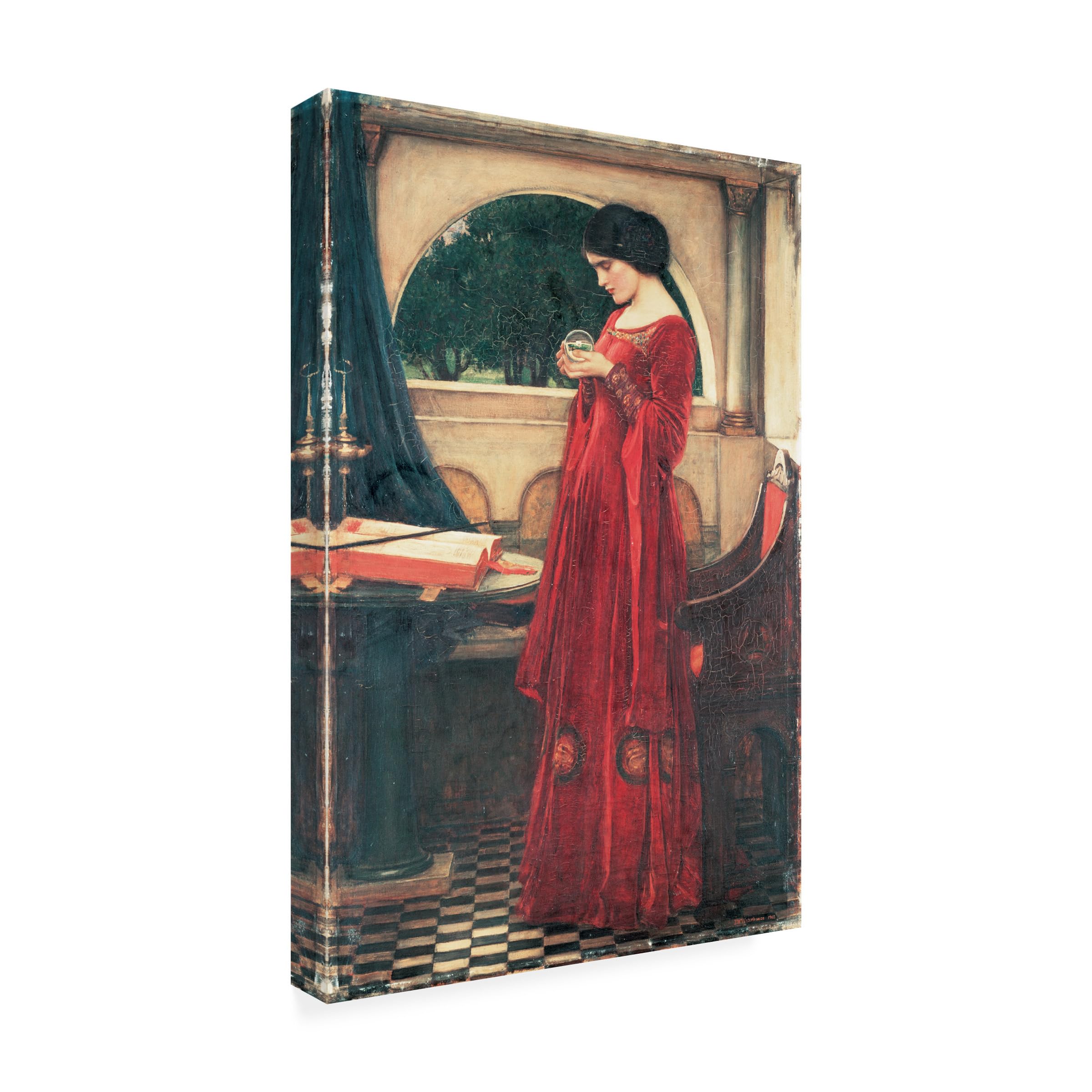 Wrapped Canvas Wall Art - John William Waterhouse The Crystal Ball Wall Art for Living Room Bedroom or