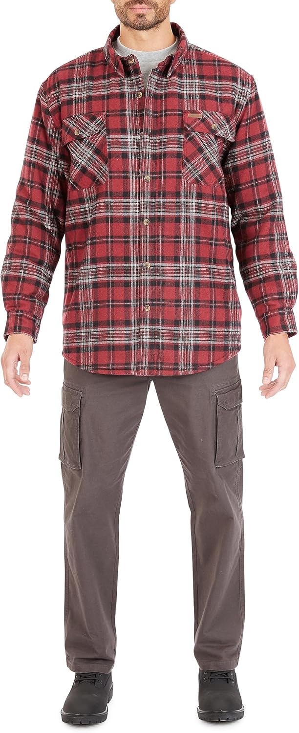 Smith's Workwear Mens Big Men's Sherpa-Lined Flannel Shirt Jacket - Image 8