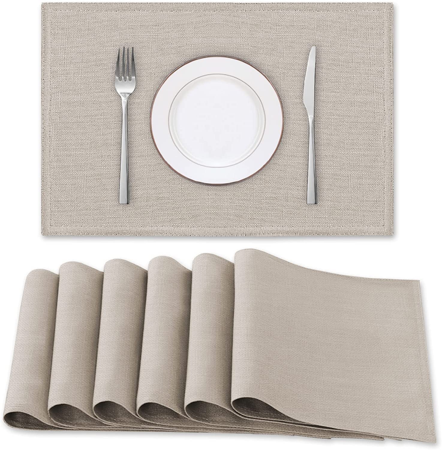 Tischsets - Platzsets Abwaschbar Tischset aus Leinen - Wasserfest und hitzebeständing Platzset - Hochwertige Premium Tischsets