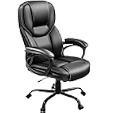 High Back Executive Office Chair Faux Leather Ergonomic Managerial Chair for Meeting,Large Seat,Sturdy Metal Base,Black