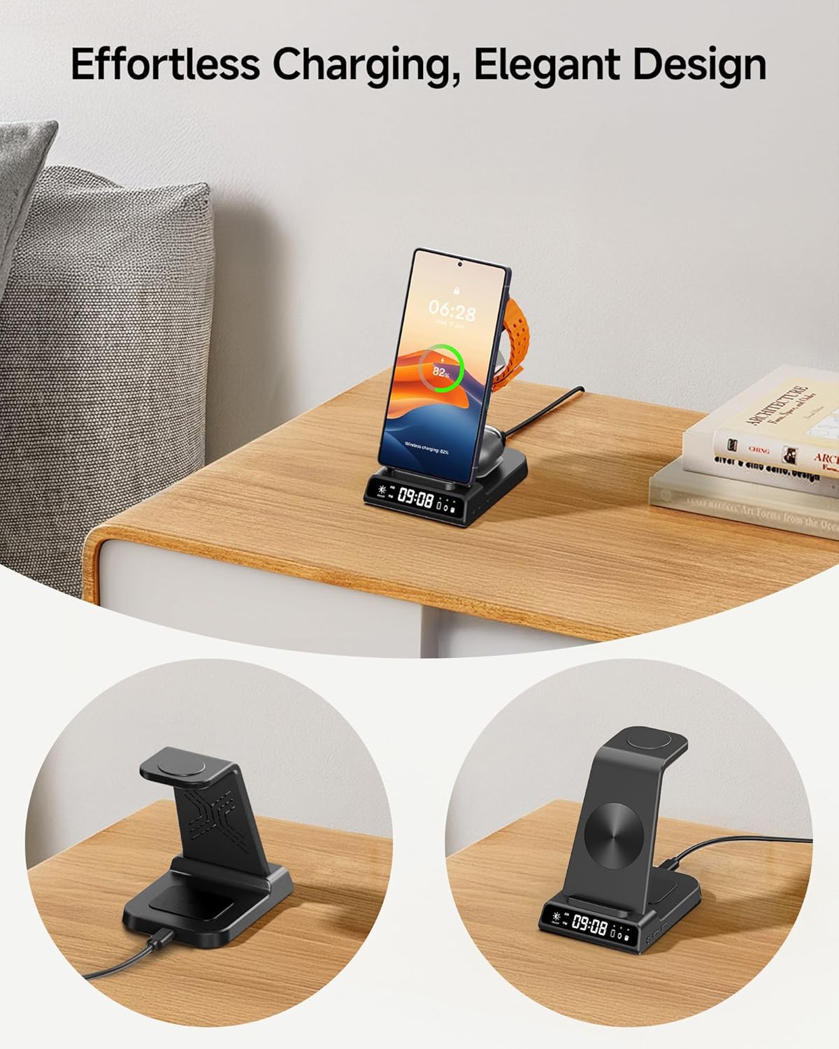 Wireless Charger for Samsung Devices, Wireless Charging Station for Galaxy S25 Ultra/S25+/S25/Z Flip 7/S24 Ultra/S23, for Galaxy Watch 8 Classic/8/7/Ultra/6, Galaxy Buds3 Pro (No Adapter) (Black) - Image 7