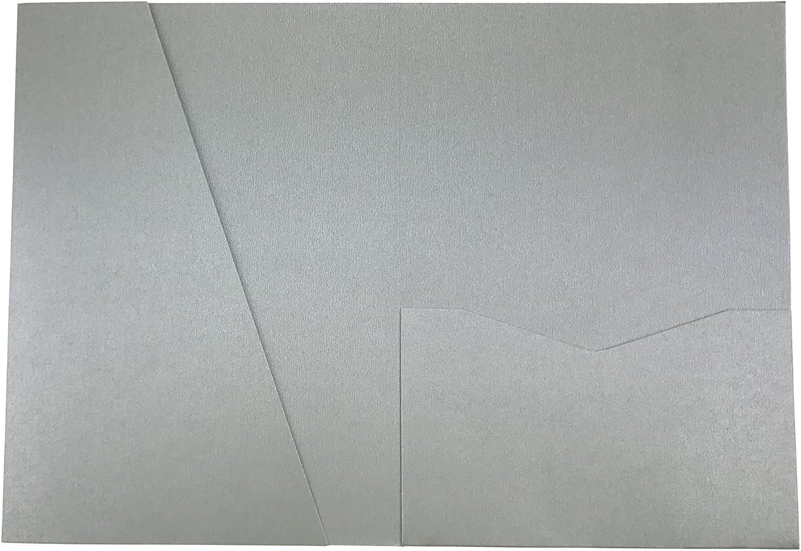 Silver A7.5 Card Cover Pocket Invitation 5 1/8" x 7 1/4" - DIY Invitation Suites, Weddings, Announcements, Birthdays, Greeting Cards, Party Invitations, 120lb Metallic Tri-fold 25 pcs
