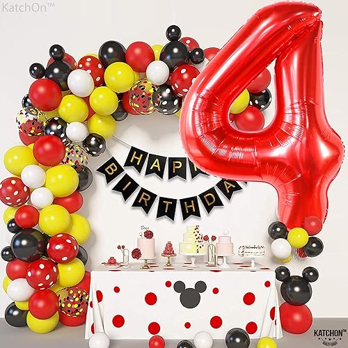 Miniatura 3 de KatchOn, Globo rojo del número 4 – Gigante, 50 pulgadas | Globos rojos de 4º cumpleaños para decoraciones de cumpleaños de 4 años para niños | Globo