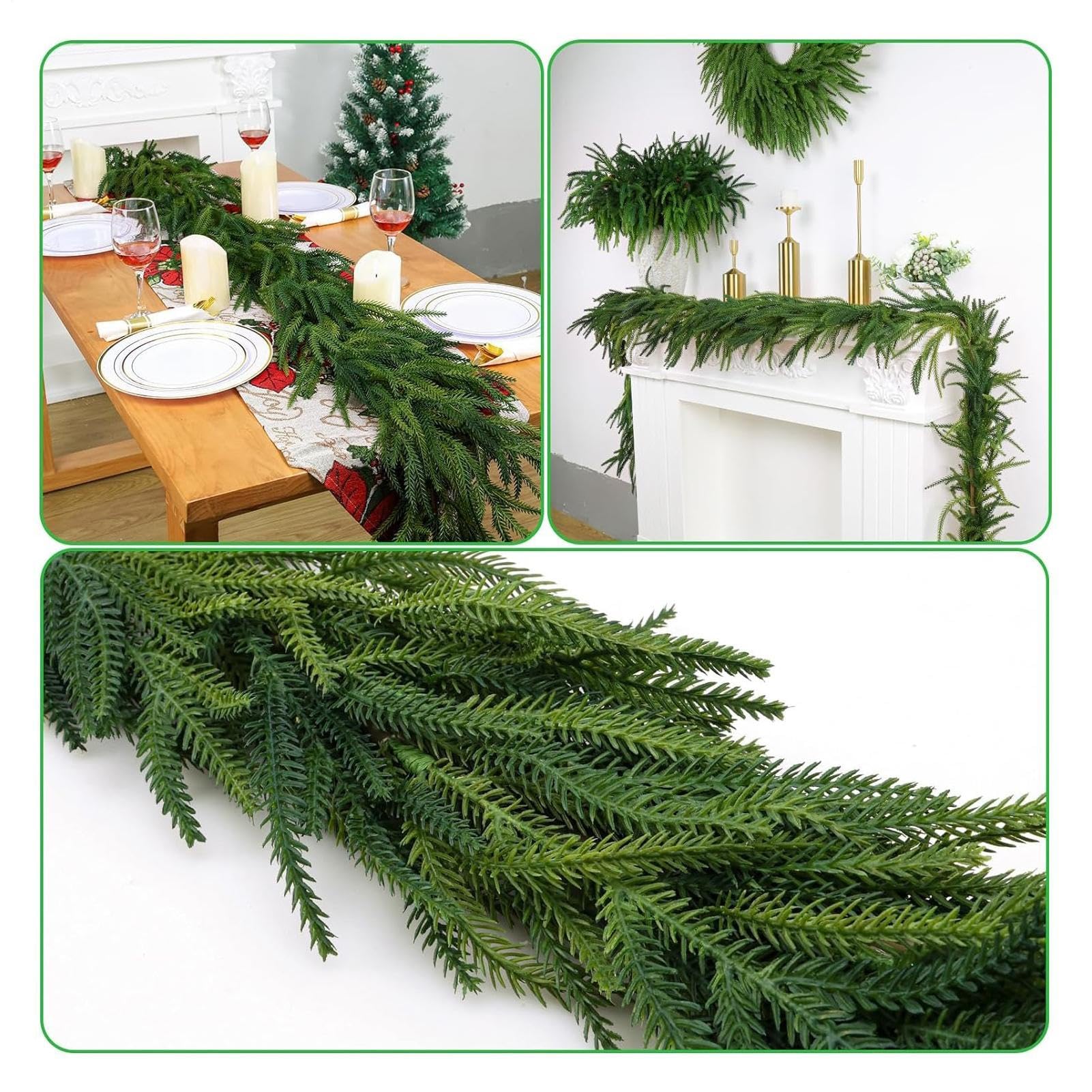 Girlande aus Kiefernholz, dekorativ, zum Aufhängen, fühlt sich echt an | Künstlicher Weihnachtskranz für Outdoor, Festival, Kaminsims, Tischgeländer, Tür, Baum, Veranda, Kamin, Fenster, Wand, Treppe