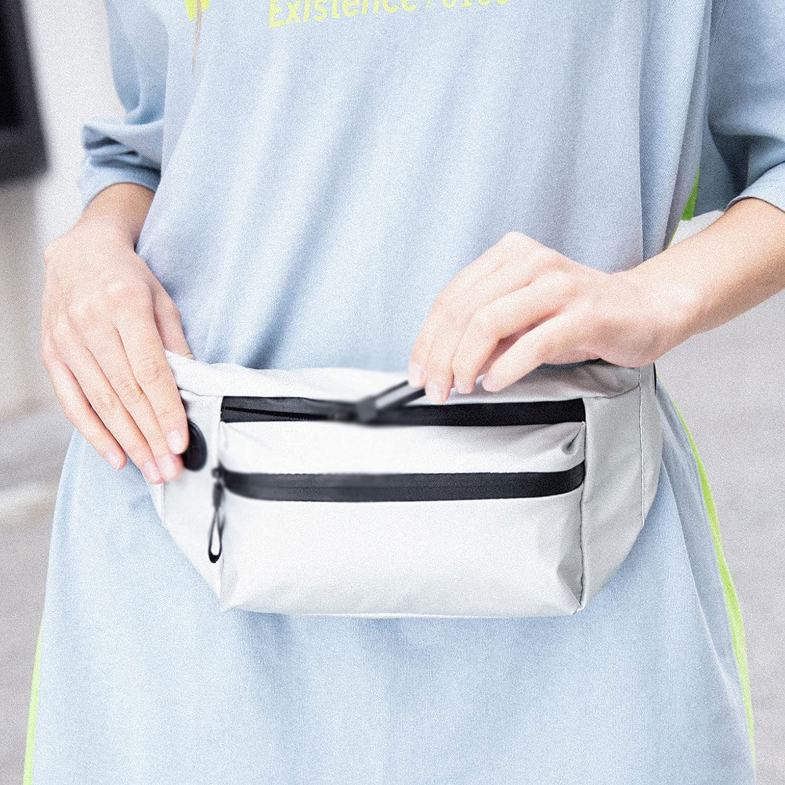Nerka Fanny Pack, torba na klatkę piersiową Casual Travel Męska torba na pas Wodoodporna męska torba na talię Damska torba na zakupy Crossbody (srebrna)