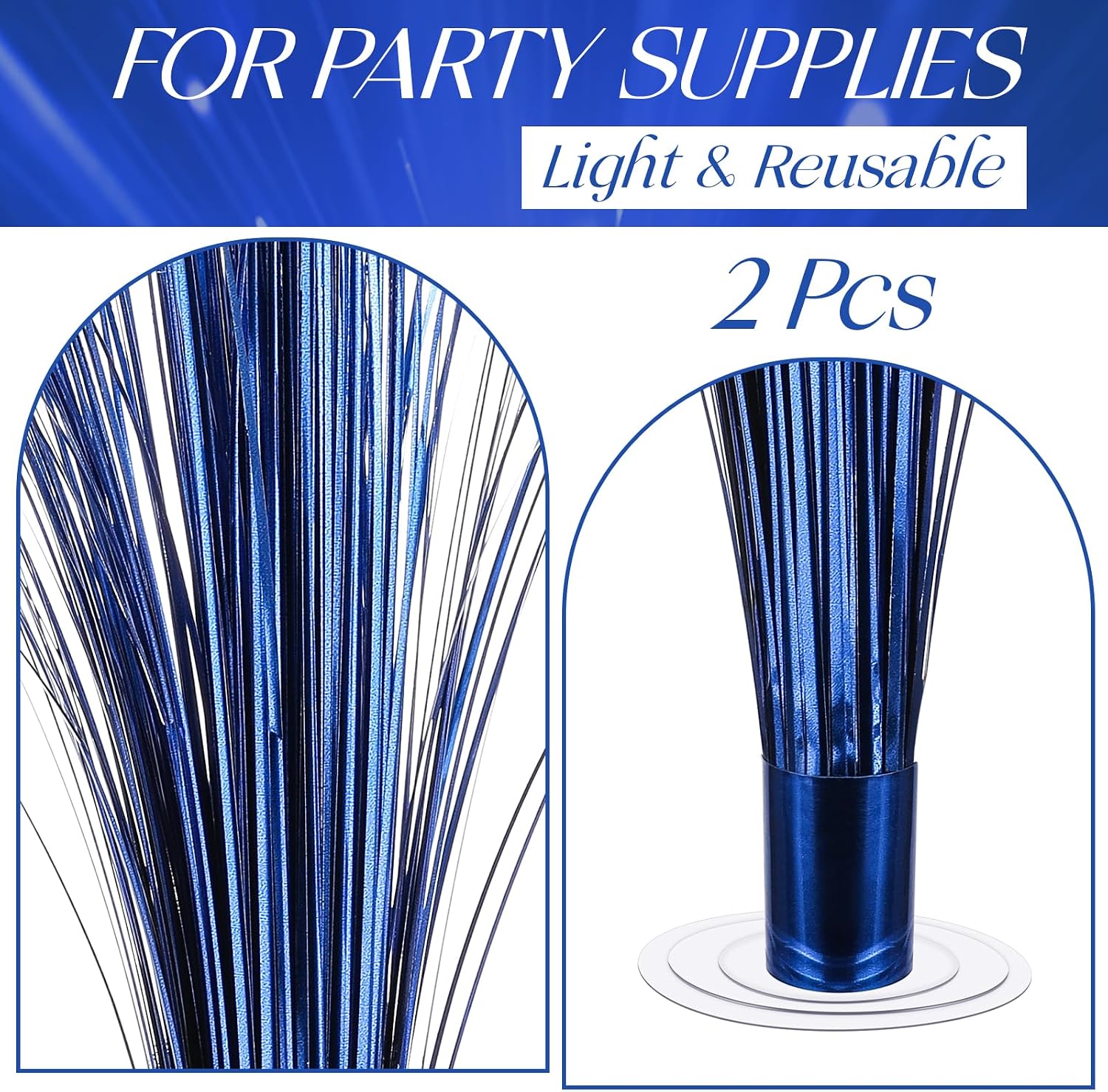 2 Pcs Metallic Spray Centerpieces Graduation Centerpieces for Tables Decorations with Clear Base Shimmering Foil Sprays for Birthday Easter and Celebration Events(Blue)