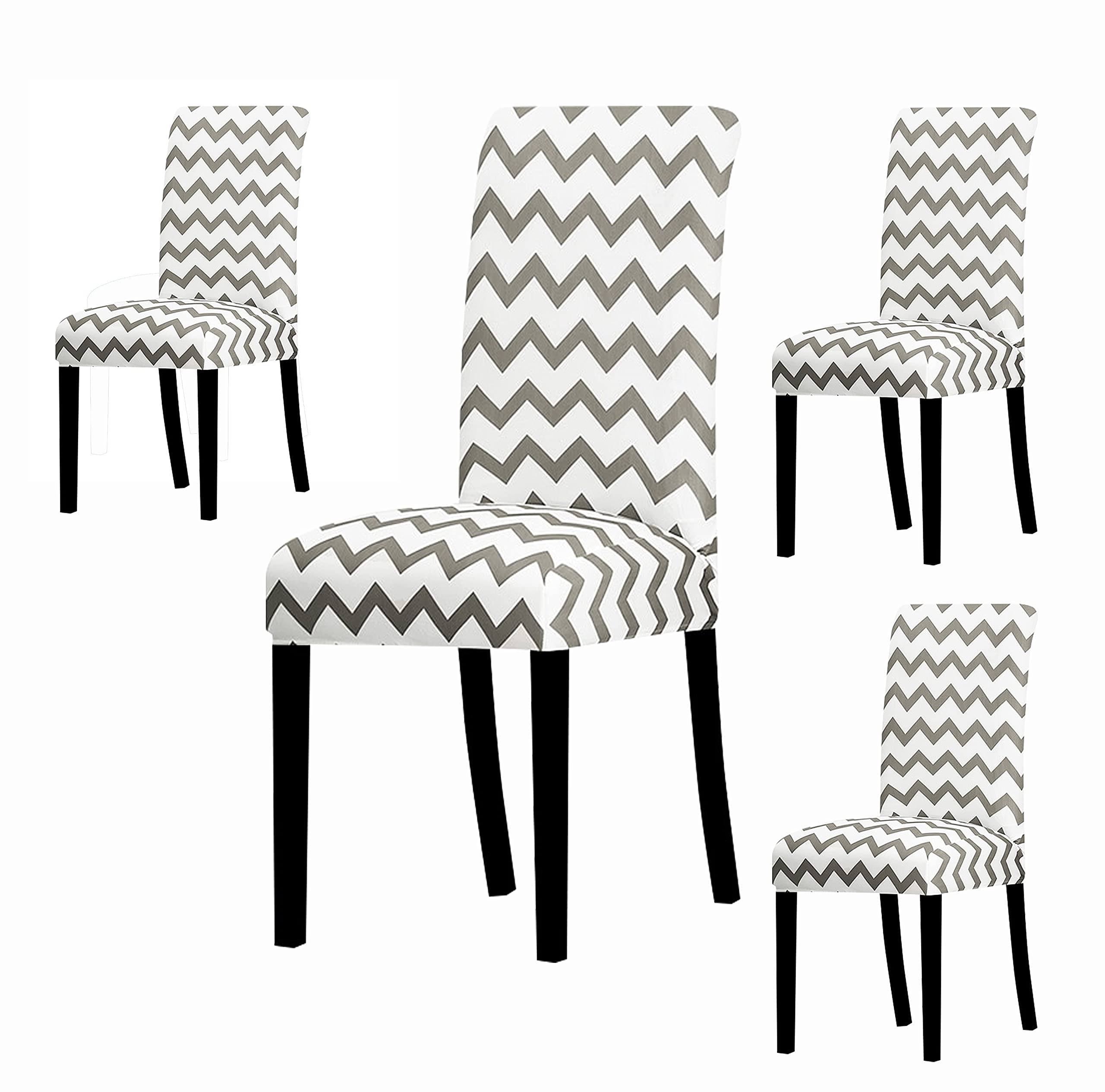 Quirk Elastic Chair Covers - Black & Brown Motif (Pack of 6) -14