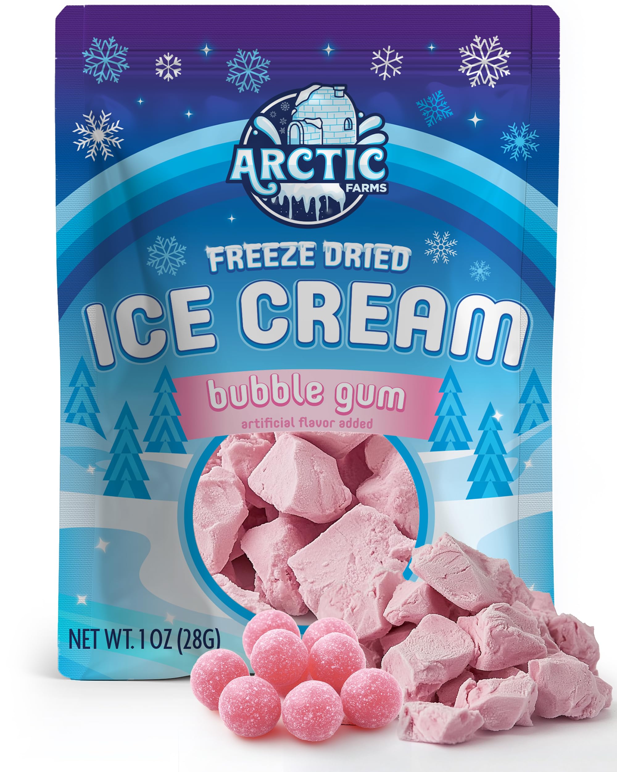 Arctic Farms Freeze Dried Ice Cream that Does Not Melt (Bubble Gum)