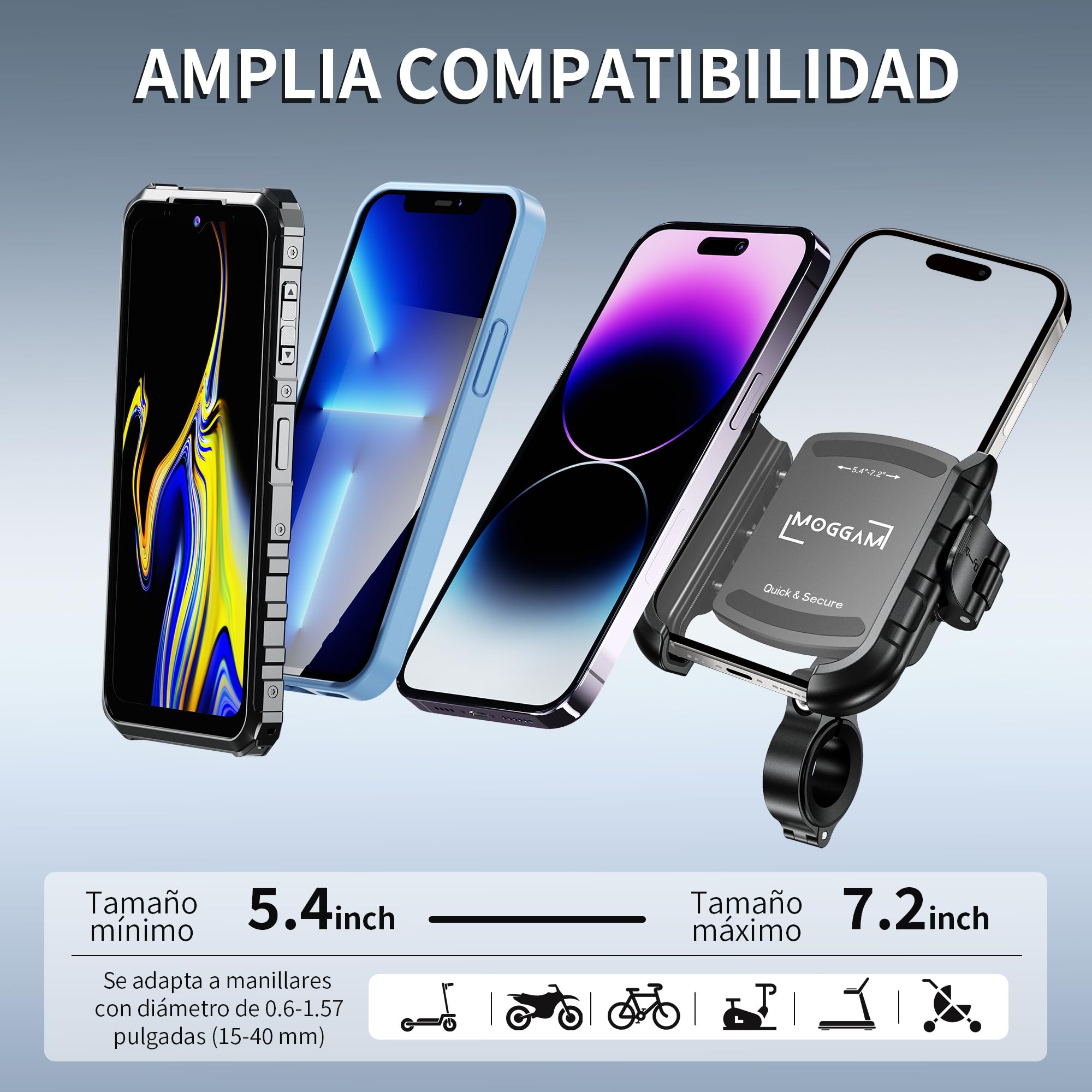 Motorbike Phone Holder Anti Vibration CNC Aluminium Handlebar Rear View Mirror Mount 12-14mm Bar Quick Release Open Design Camera Access Fits Motorcycle Scooter Bike Electric Scooter 360° Rotation - Image 3