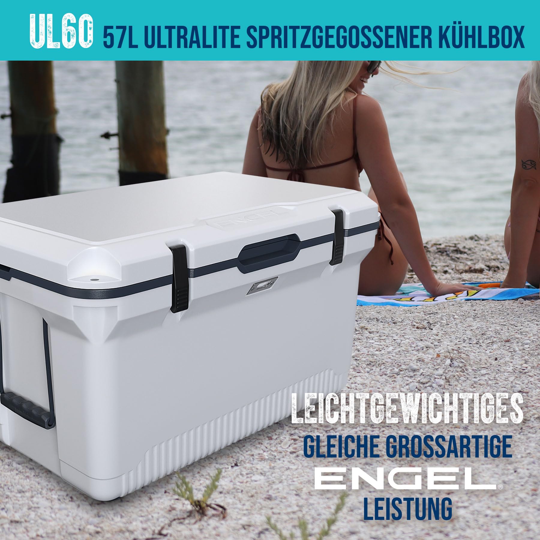 ENGEL 56,8 Liter Große Kühlbox - Ultra-Leicht, Tragbare, Passive Kühlbox für Camping, Picknick, Wandern, Festival - Eisbox Ohne Strom Hält EIS bis zu 7 Tage, 75 x 45,7 x 43,2 cm