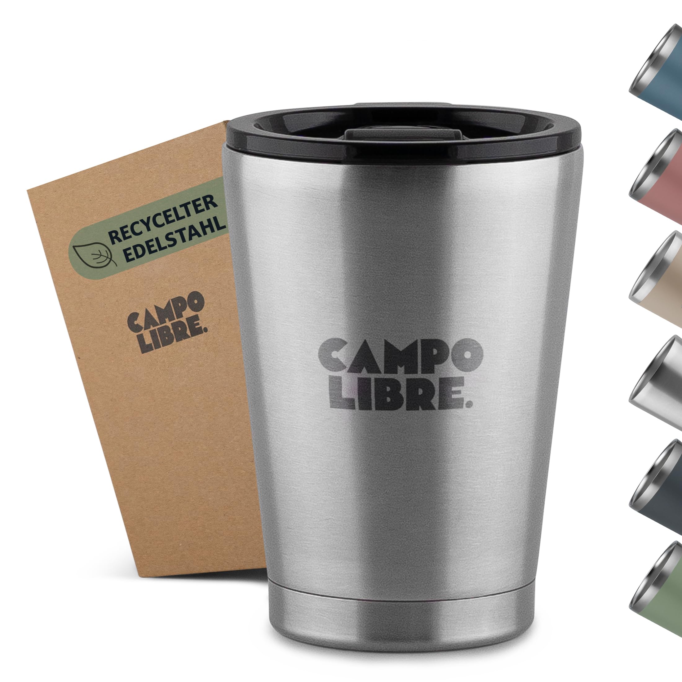 Campo Libre.® Bono I Thermobecher mit verschließbarem Deckel I Campingbecher 350ml I Thermosbecher I Perfekt als Teebecher to-go oder Coffee to-go Becher I Kaffeebecher thermo