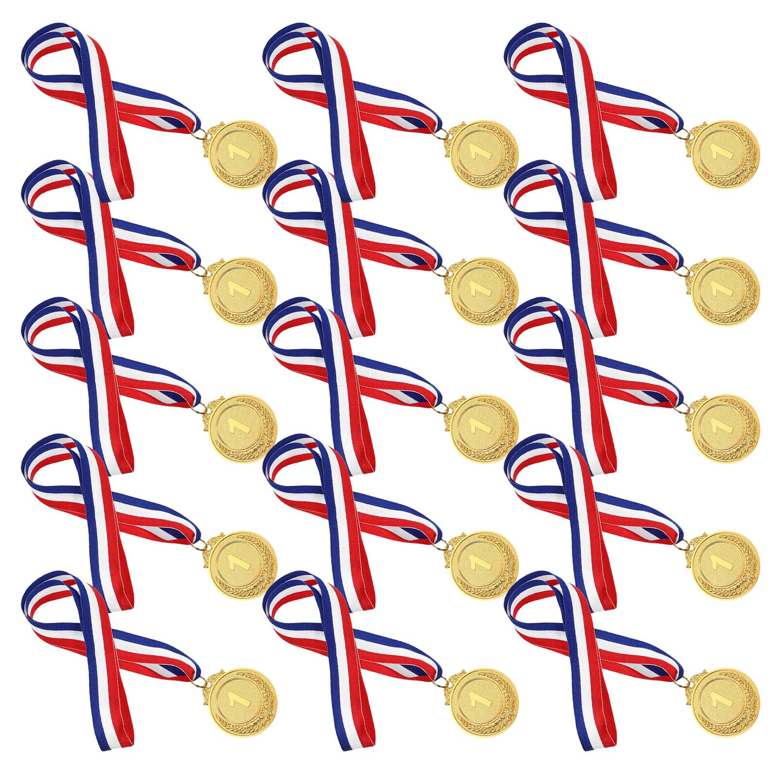 BESTonZON 15 Pezzi Medaglie d Oro in Lega con Nastro per Premi Sportivi Numerati per Gare Scolastiche Medaglie Resistenti per Corsa e Competizioni Giovanili