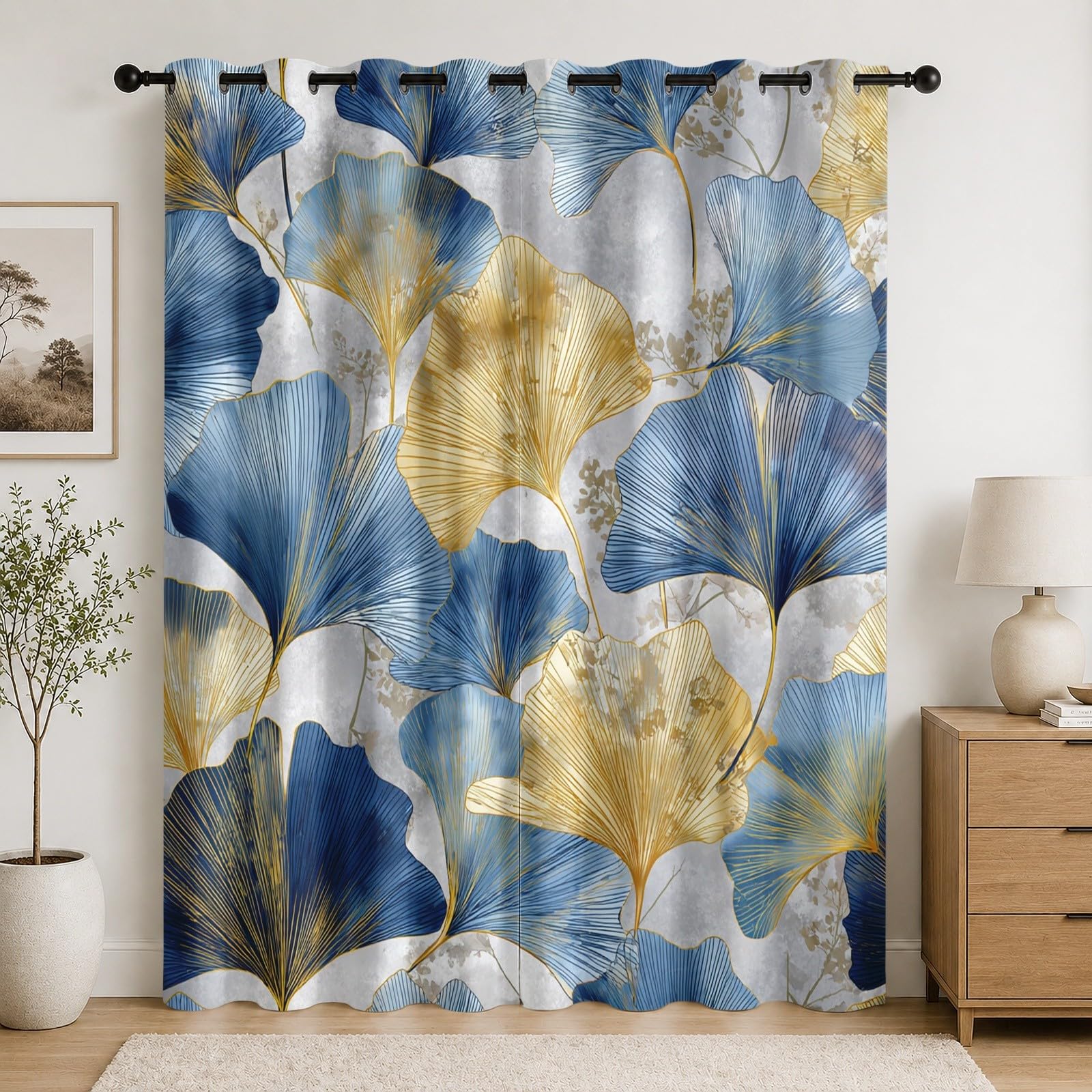 Rideaux occultants pour chambre enfant et salon motif ginkgo moderne 3D