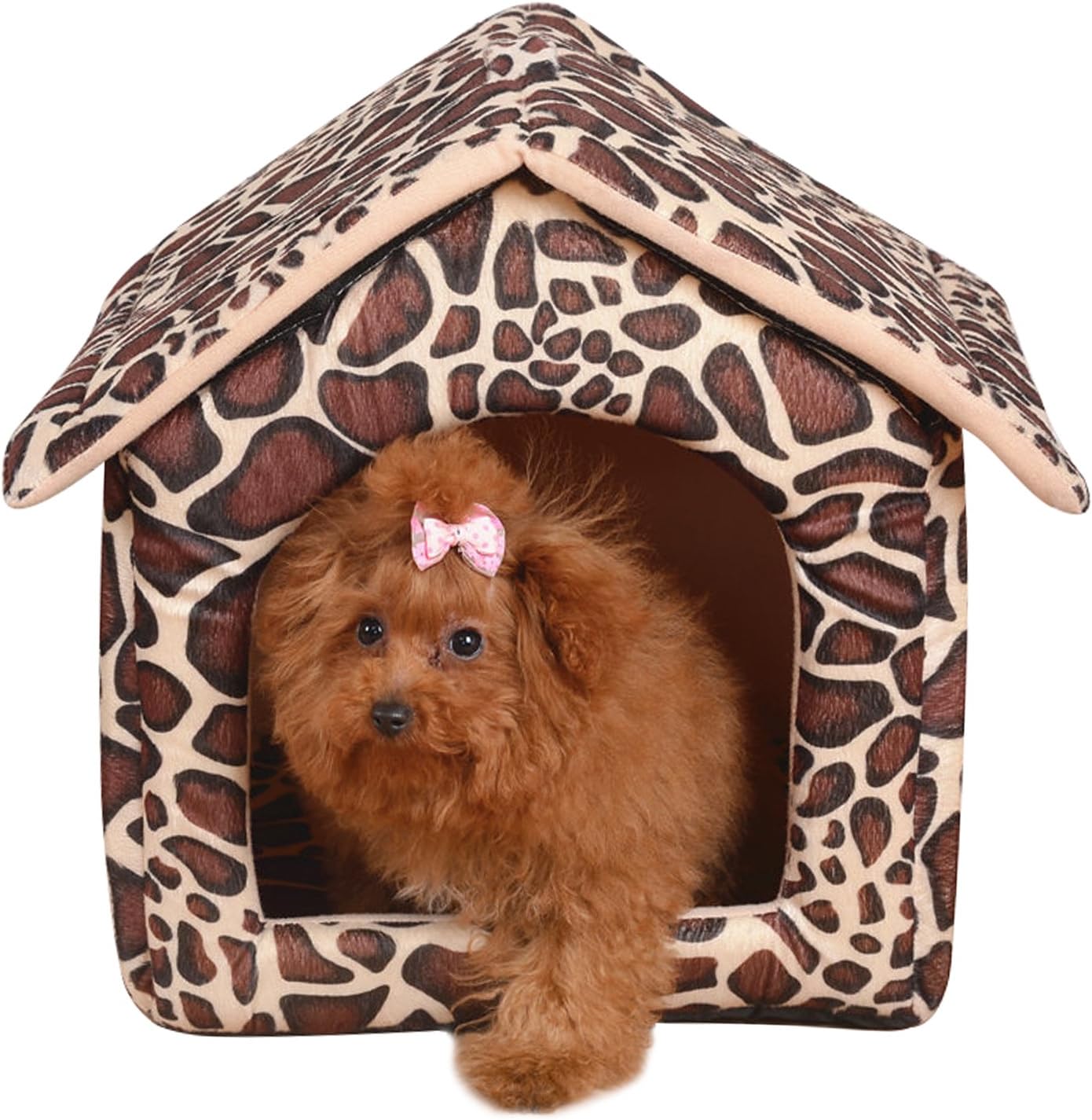 AcornPets® B-1102 Fashion Leopard Style Portable Foldable Large Cat Bed House Pet House Dog Room Bed For Medium Large Cats 37 X 43 X 43CM