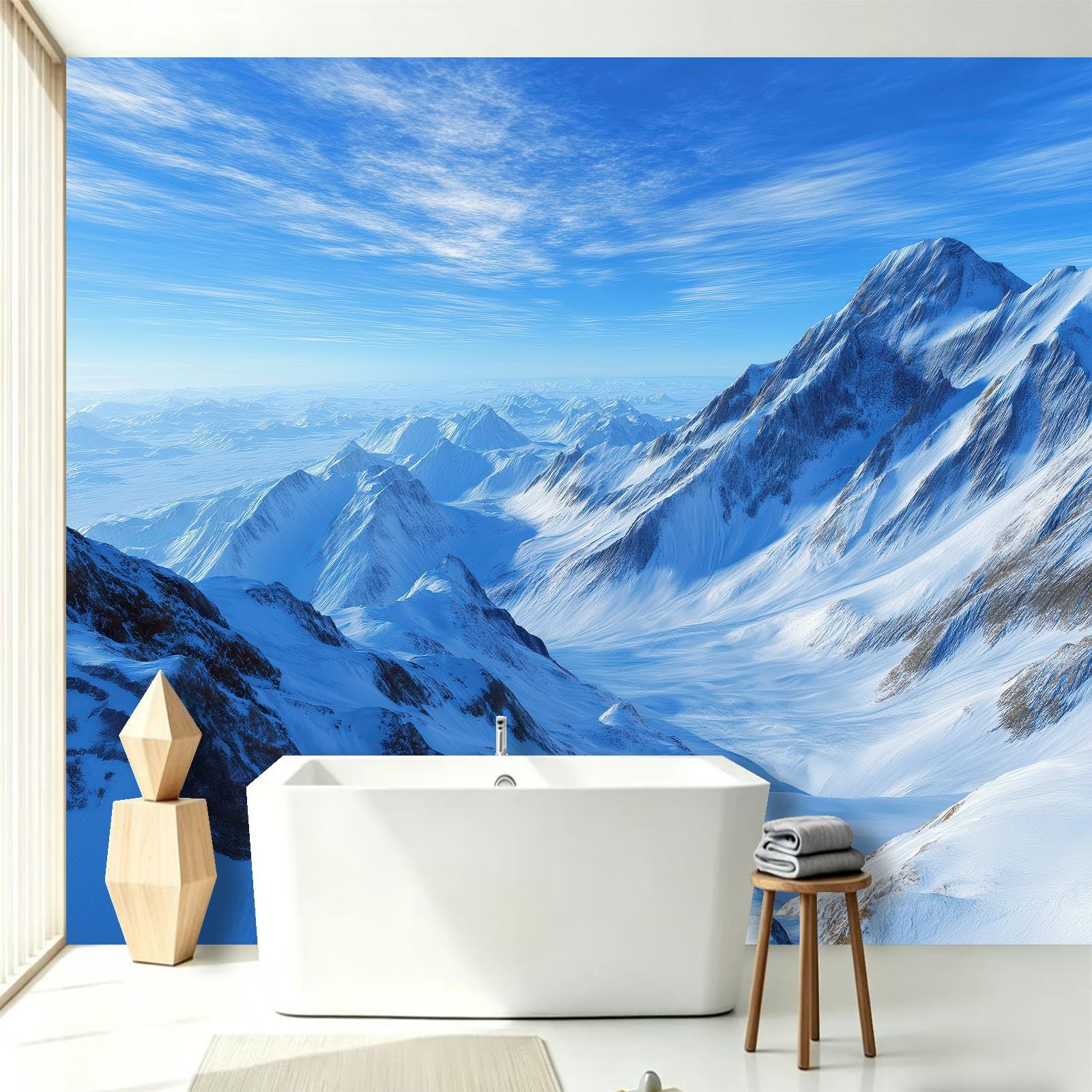Genérico - Papel pintado (200 x 140 cm), diseño de montaña nevada, color verde