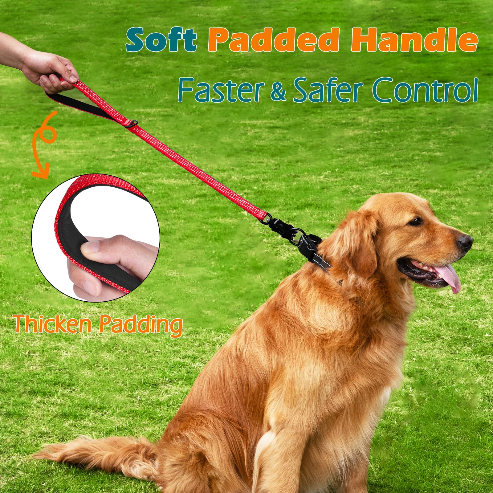 PetBonus Heavy Duty Short Dog Lead, Nylon Traffic Lead with Quick Release Clip, Comfortable Padded Handle - Image 3