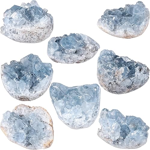 Miniatura 4 de Amogeeli Decoración de muestra de cristal celestita azul crudo irregular, piedra curativa de geoda en racimo, 0.02-0.11 libras