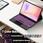 Pour Samsung Galaxy Tab S10 Lite 10.9"/S10 FE/S9 FE/S9 11 boîtier de pouce avec clavier - 7 Couverture de carnet de table sans fil Folio avec clavier Trackpad et support de stylo & Touchpad noir